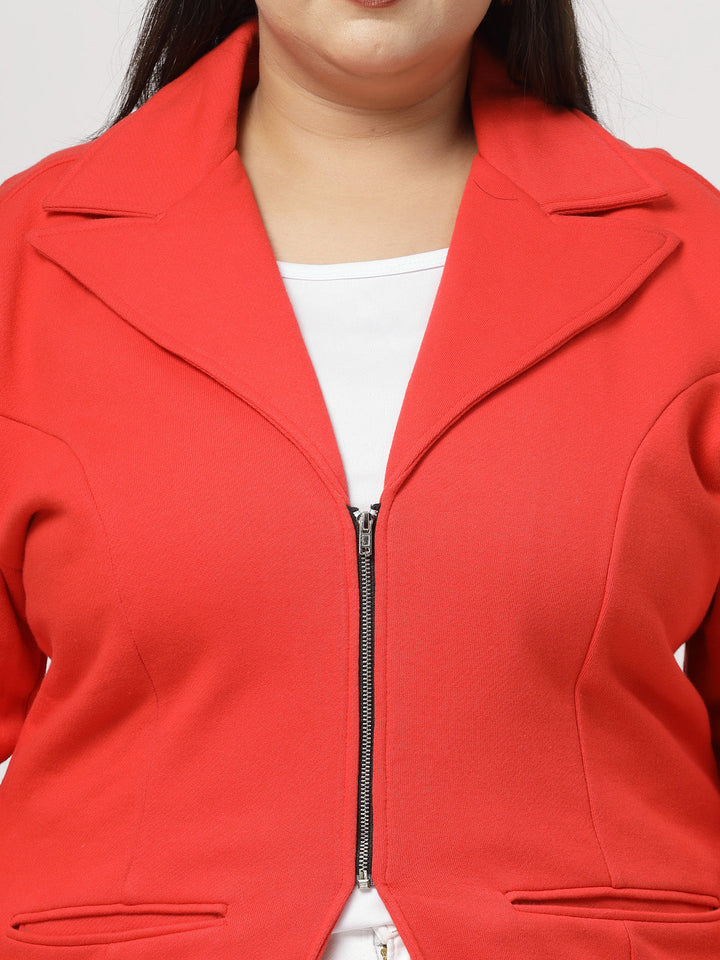 Plus Size Women Fleece Longline Tailored Jacket