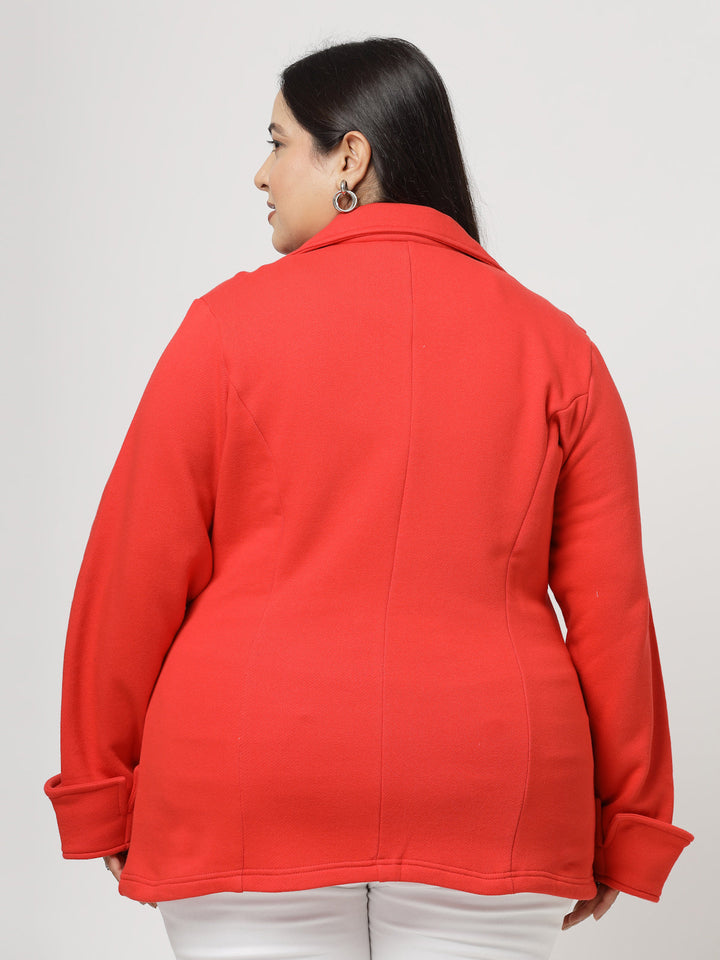 Plus Size Women Fleece Longline Tailored Jacket