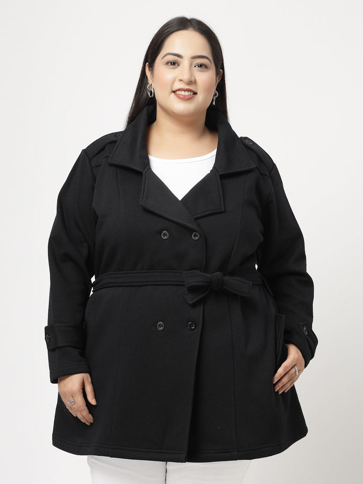 Plus Size Women Fleece Longline Tailored Jacket