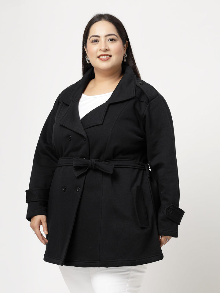 Plus Size Women Fleece Longline Tailored Jacket