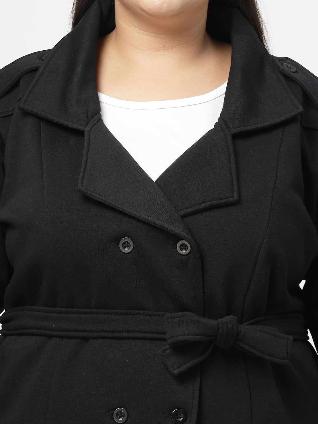 Plus Size Women Fleece Longline Tailored Jacket