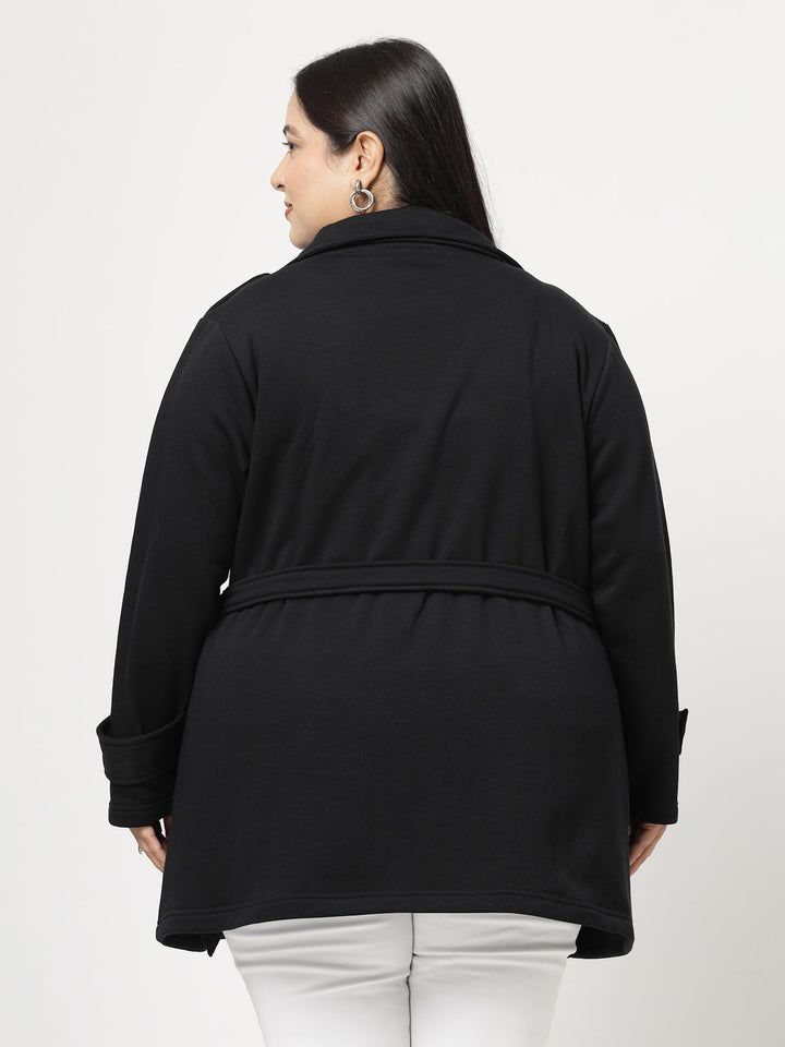 Plus Size Women Fleece Longline Tailored Jacket