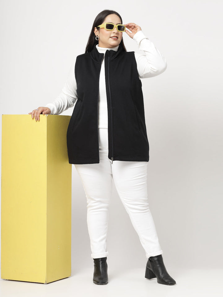 Plus Size Women Checked Fleece Longline Padded Jacket