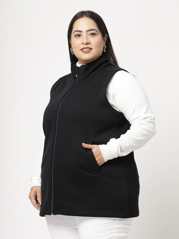 Plus Size Women Checked Fleece Longline Padded Jacket