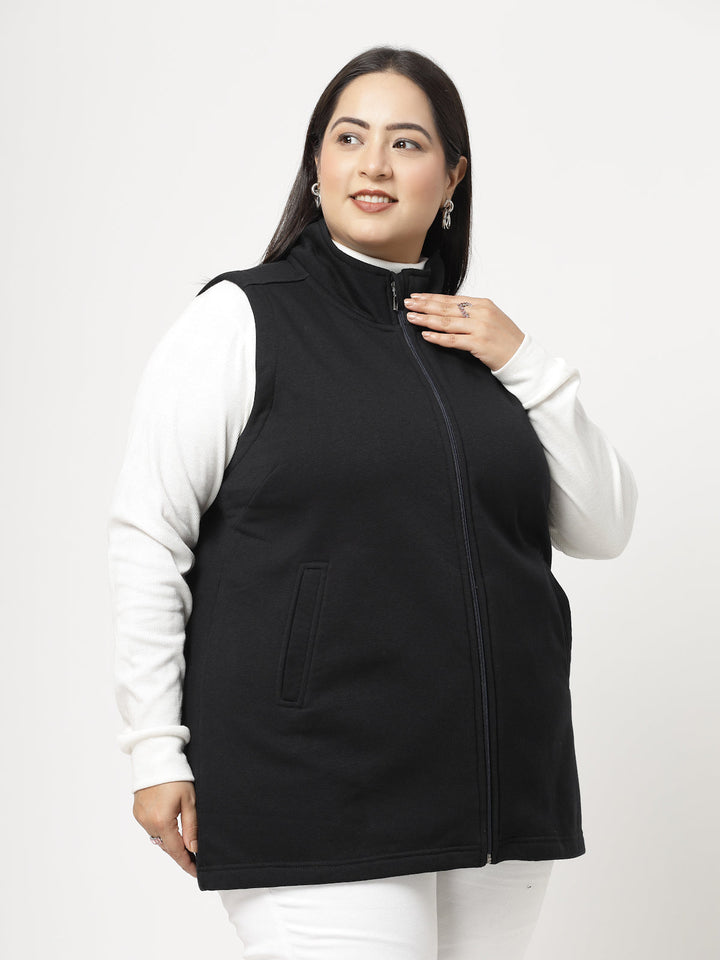 Plus Size Women Checked Fleece Longline Padded Jacket