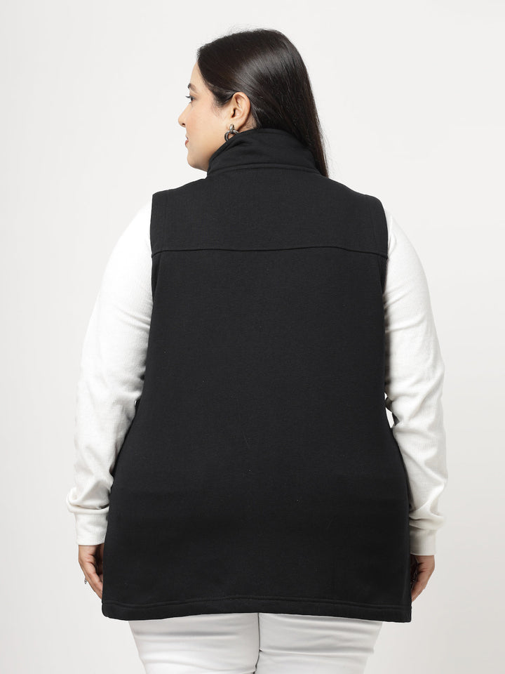 Plus Size Women Checked Fleece Longline Padded Jacket