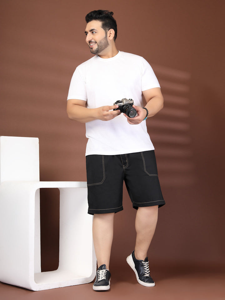 Plus Size Pure Cotton Relaxed-Fit Cargo Shorts