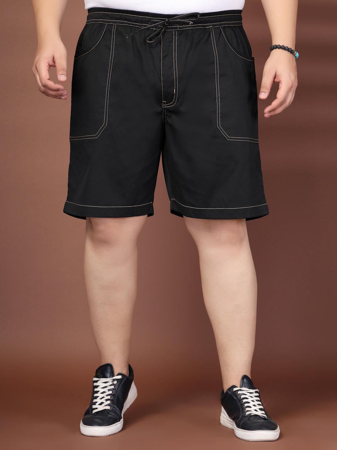 Plus Size Pure Cotton Relaxed-Fit Cargo Shorts