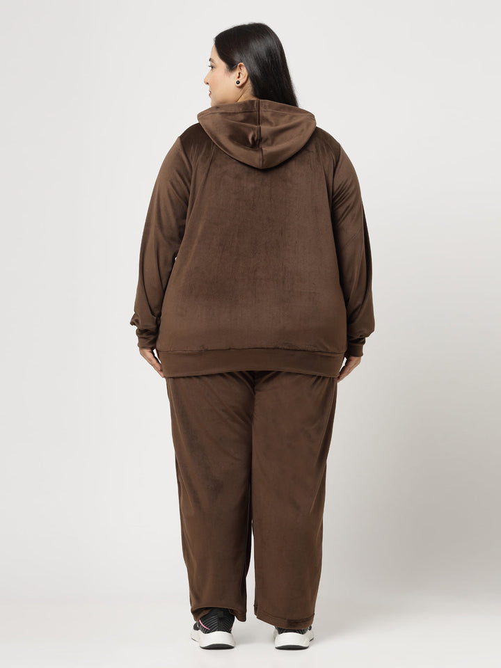 Plus Size Women  Velvet Hooded Tracksuit