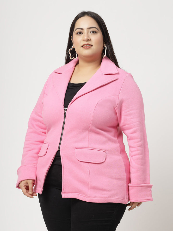 Plus Size Women Fleece Tailored Jacket