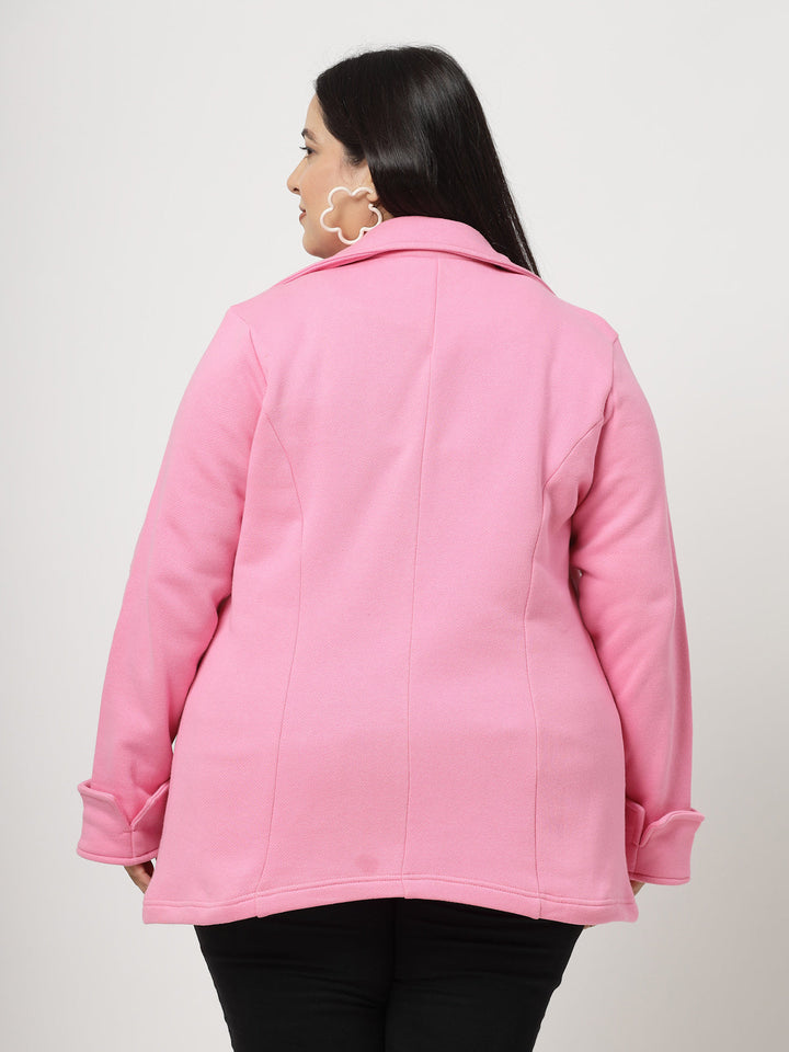 Plus Size Women Fleece Tailored Jacket