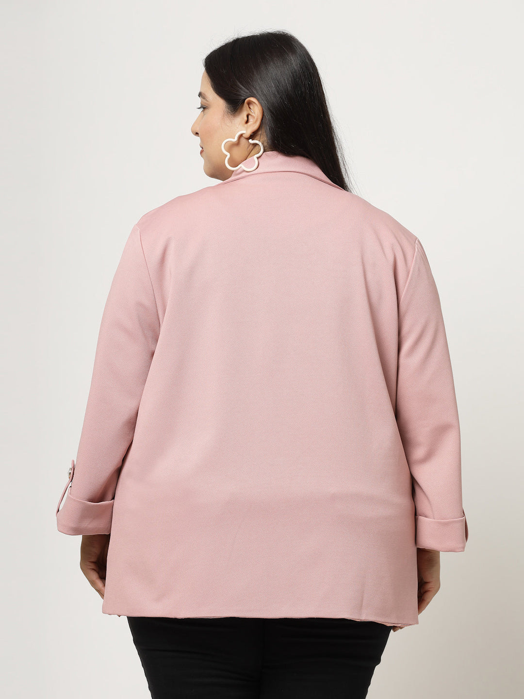 Plus Size Women Fleece Crop Tailored Jacket