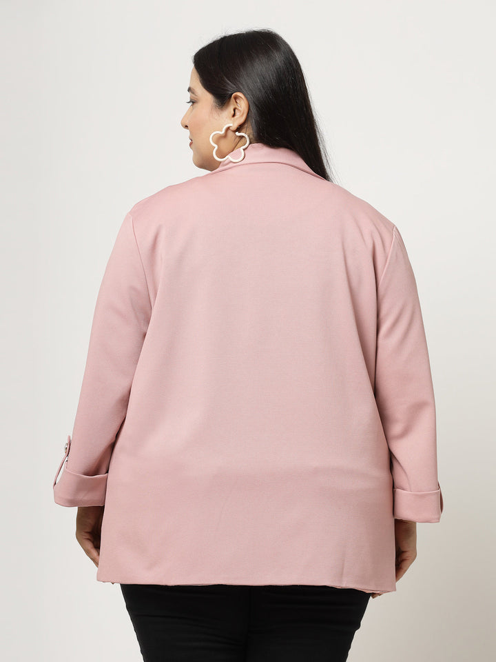 Plus Size Women Fleece Crop Tailored Jacket
