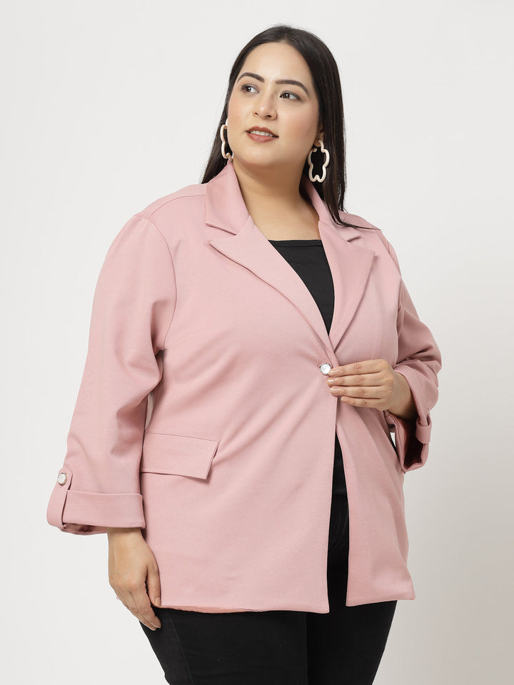 Plus Size Women Fleece Crop Tailored Jacket