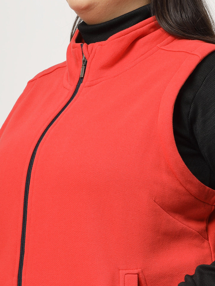 Plus Size Women Colourblocked Fleece Longline Tailored Jacket