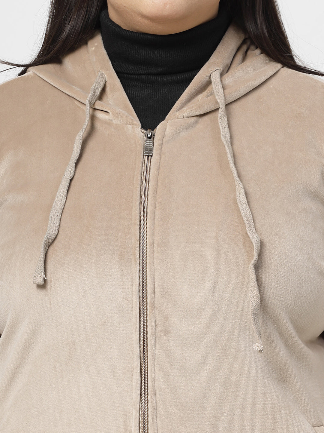 Plus Size Women Hooded Neck Velour Tracksuit