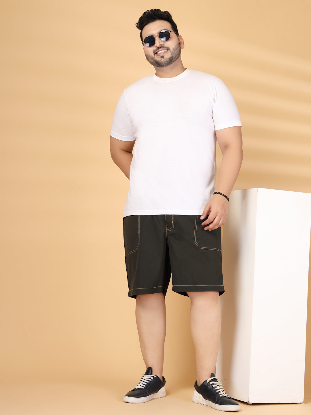 Plus Size Pure Cotton Relaxed-Fit Cargo Shorts