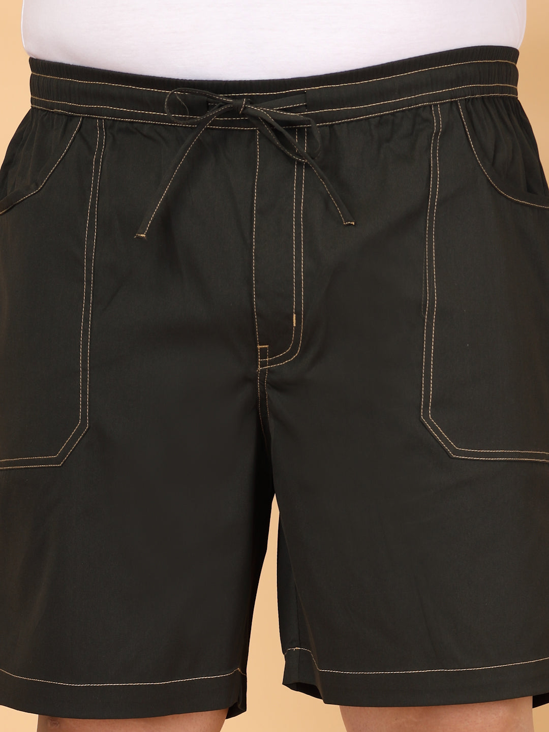 Plus Size Pure Cotton Relaxed-Fit Cargo Shorts