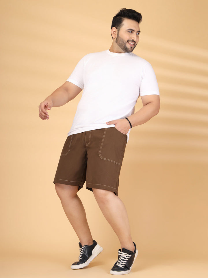 Plus Size Pure Cotton Relaxed-Fit Cargo Shorts