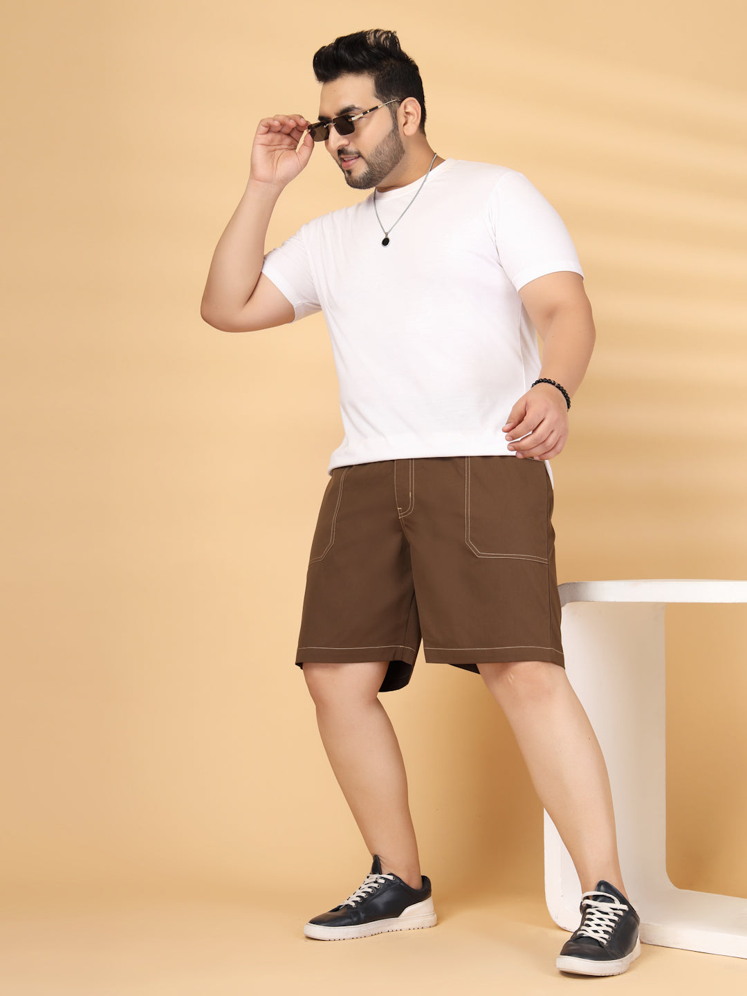 Plus Size Pure Cotton Relaxed-Fit Cargo Shorts