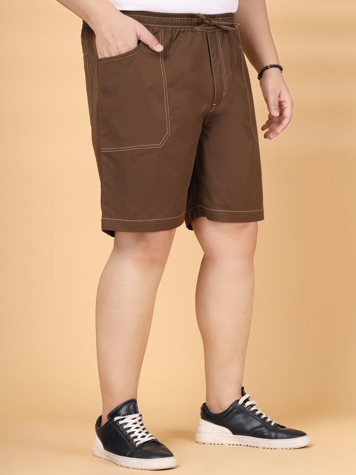 Plus Size Pure Cotton Relaxed-Fit Cargo Shorts