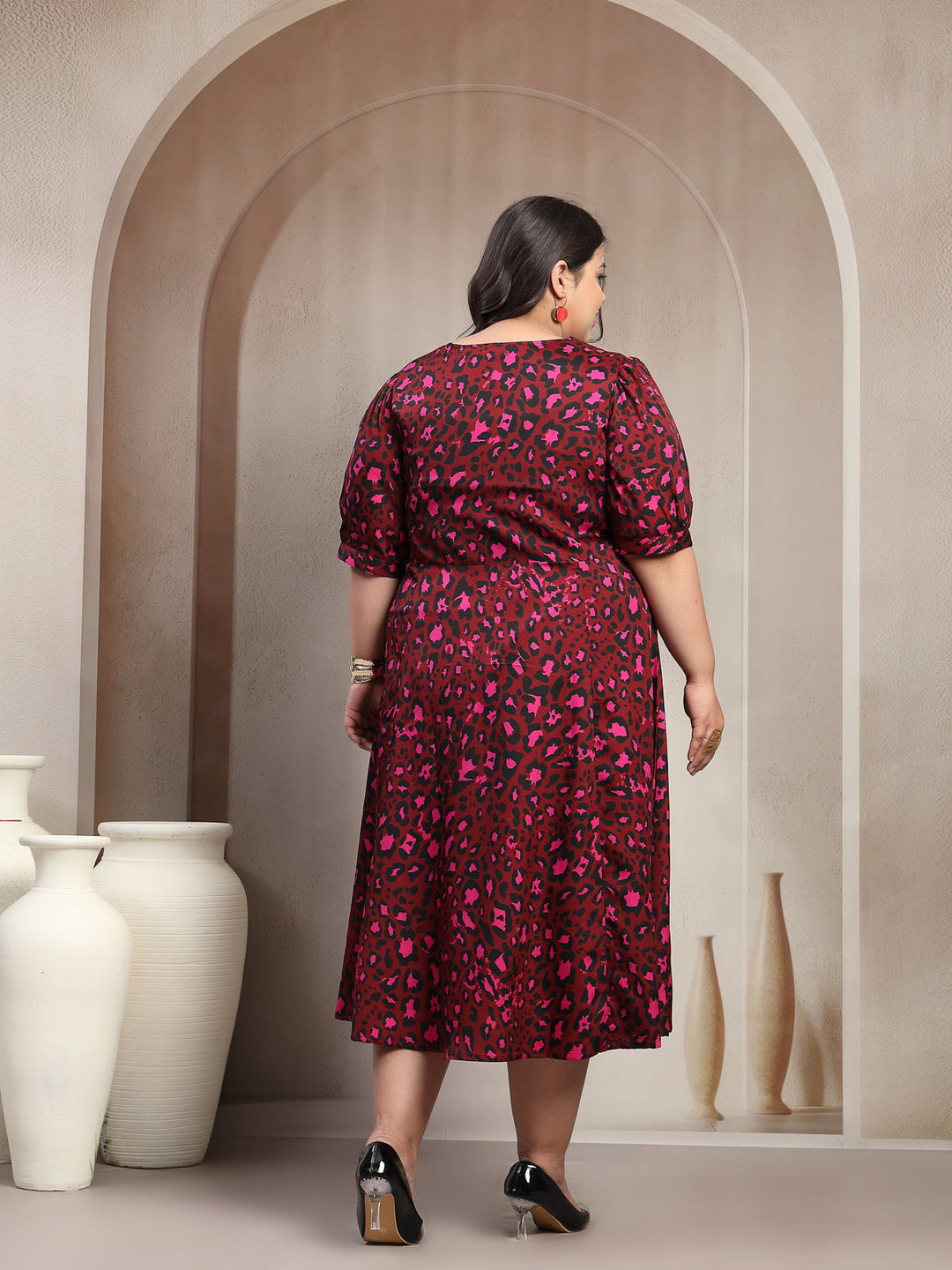 Plus Size Women Floral Print Maxi Dress