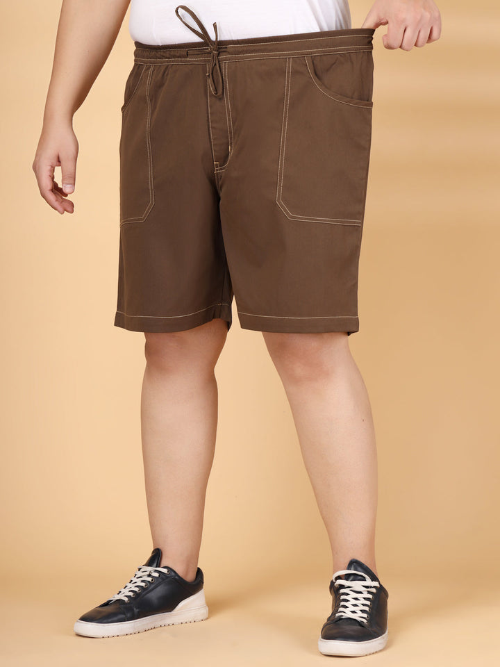 Plus Size Pure Cotton Relaxed-Fit Cargo Shorts