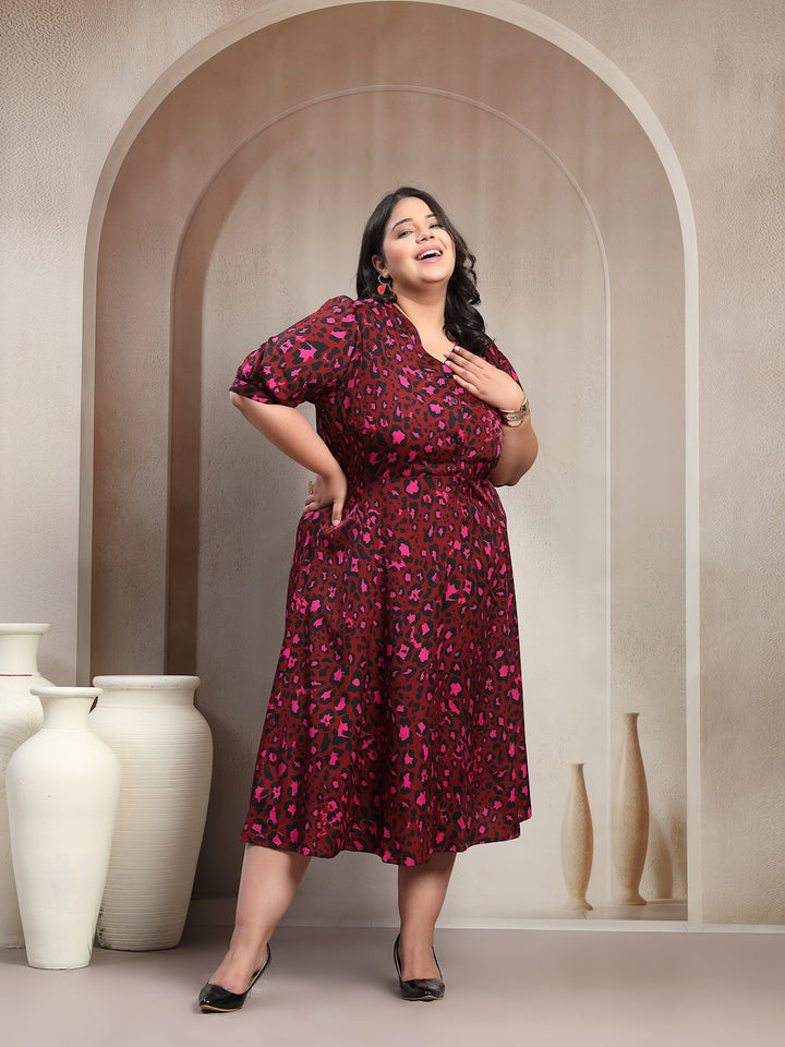 Plus Size Women Floral Print Maxi Dress