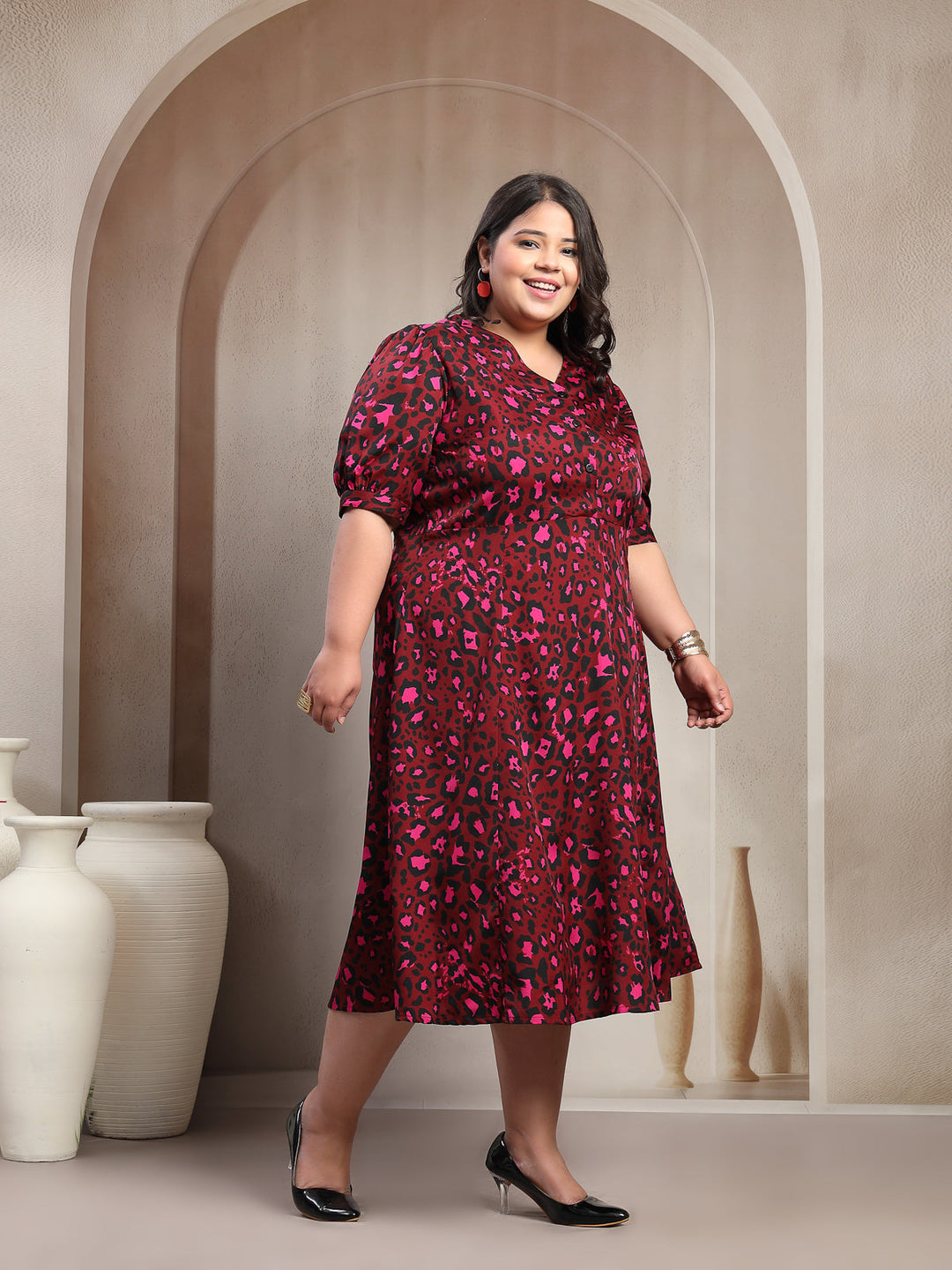 Plus Size Women Floral Print Maxi Dress