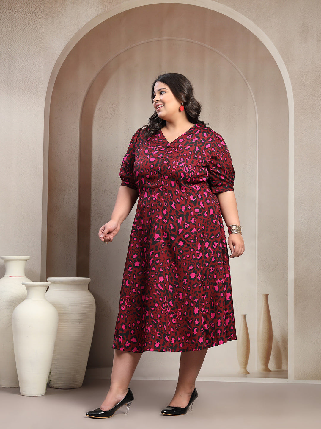 Plus Size Women Floral Print Maxi Dress