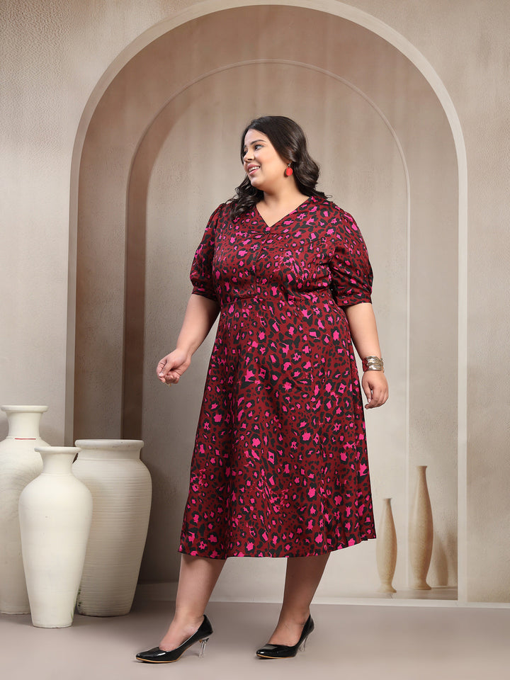 Plus Size Women Floral Print Maxi Dress