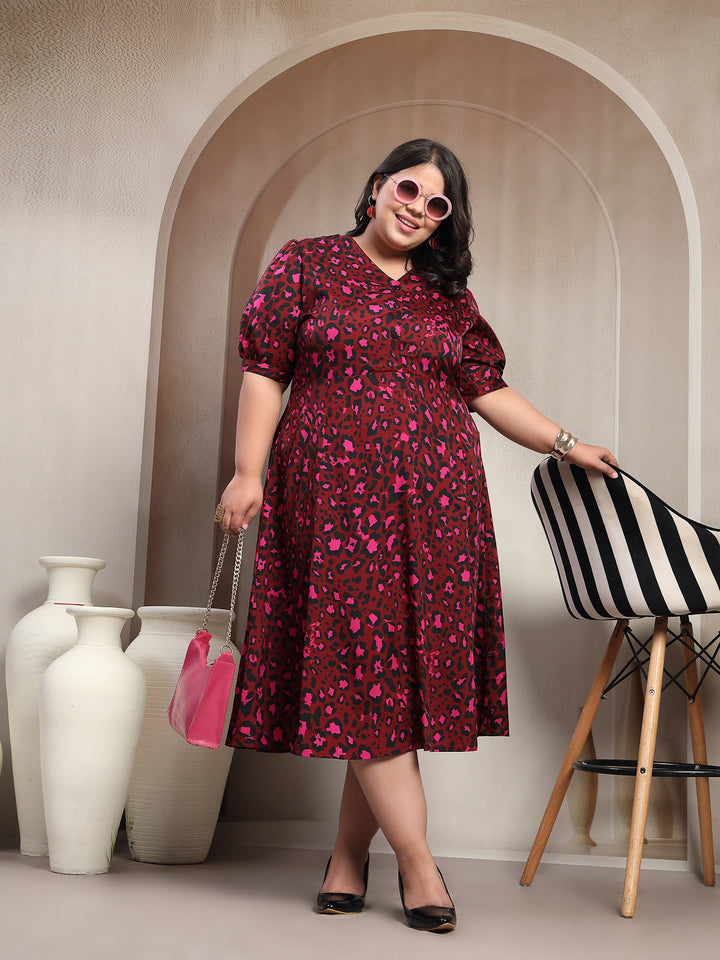 Plus Size Women Floral Print Maxi Dress