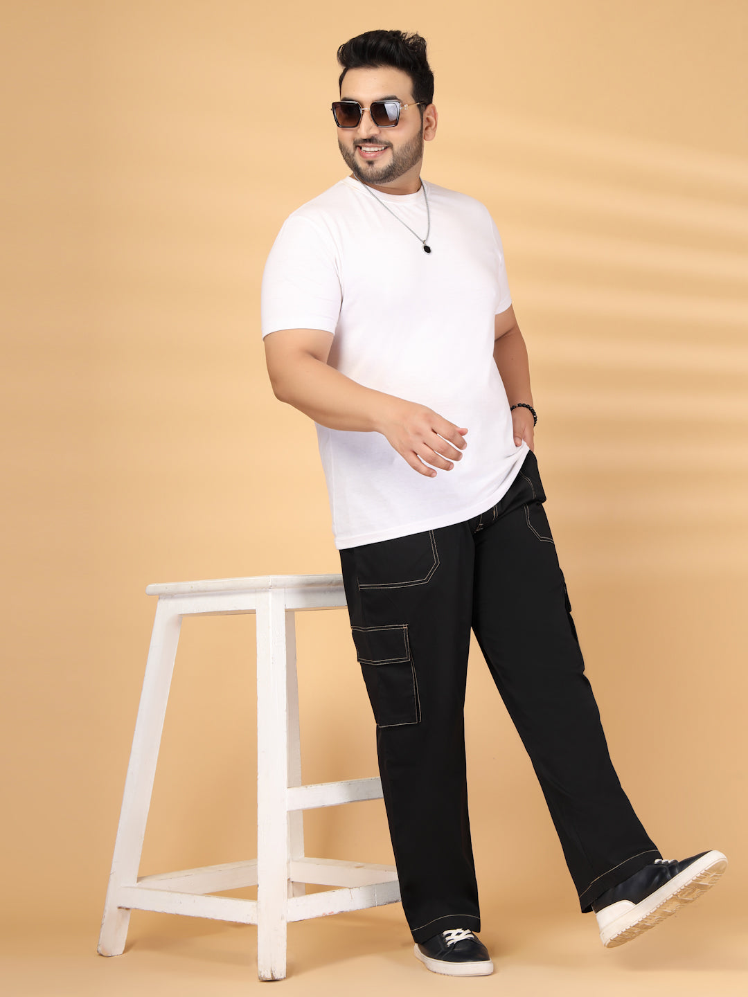 Plus Size Men's Black Baggy Oversized Cargo Pant