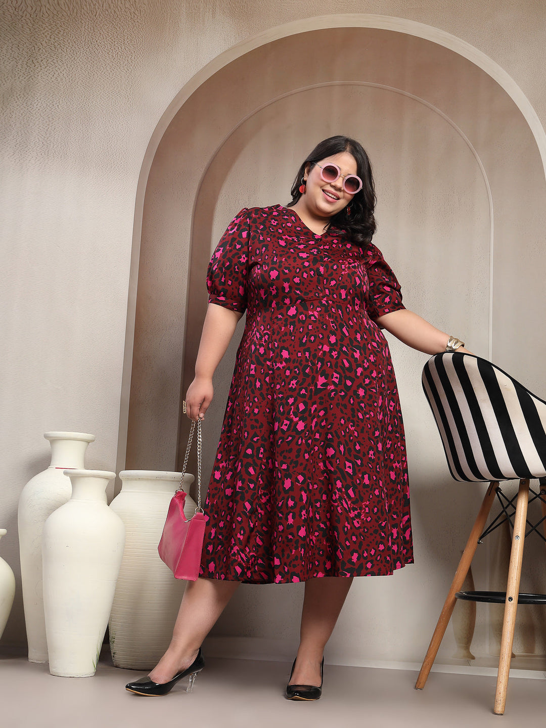 Plus Size Women Floral Print Maxi Dress