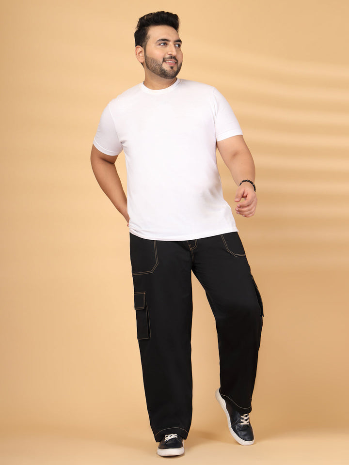 Plus Size Men's Black Baggy Oversized Cargo Pant