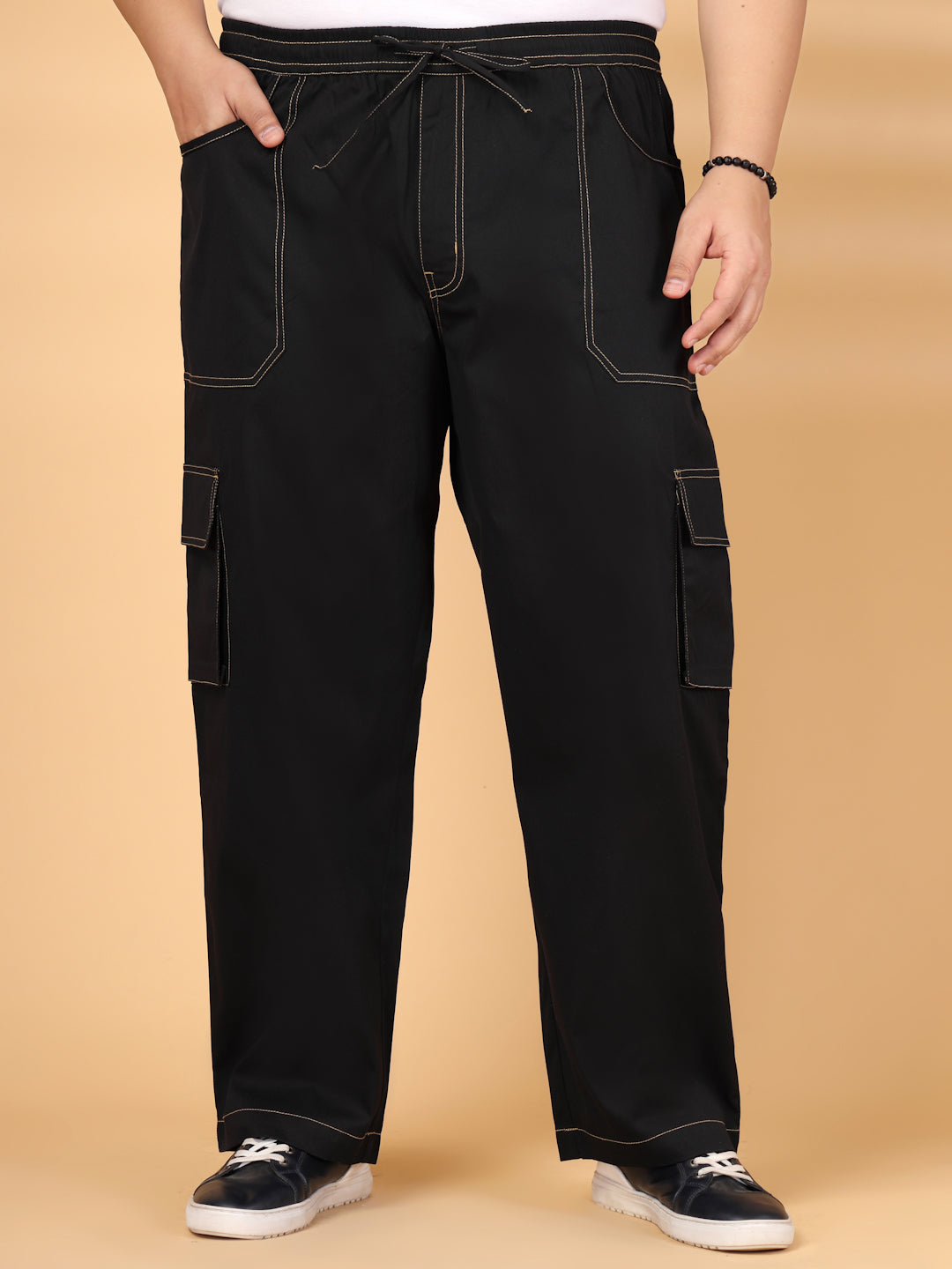 Plus Size Men's Black Baggy Oversized Cargo Pant