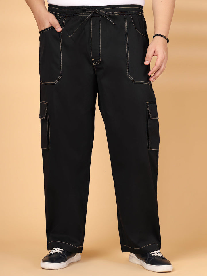 Plus Size Men's Black Baggy Oversized Cargo Pant