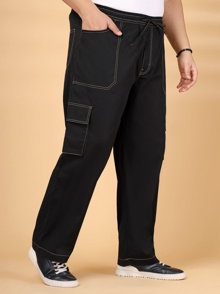 Plus Size Men's Black Baggy Oversized Cargo Pant