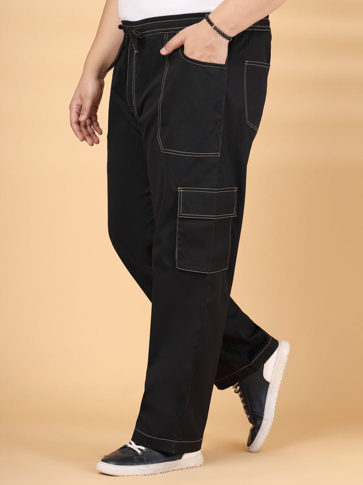 Plus Size Men's Black Baggy Oversized Cargo Pant