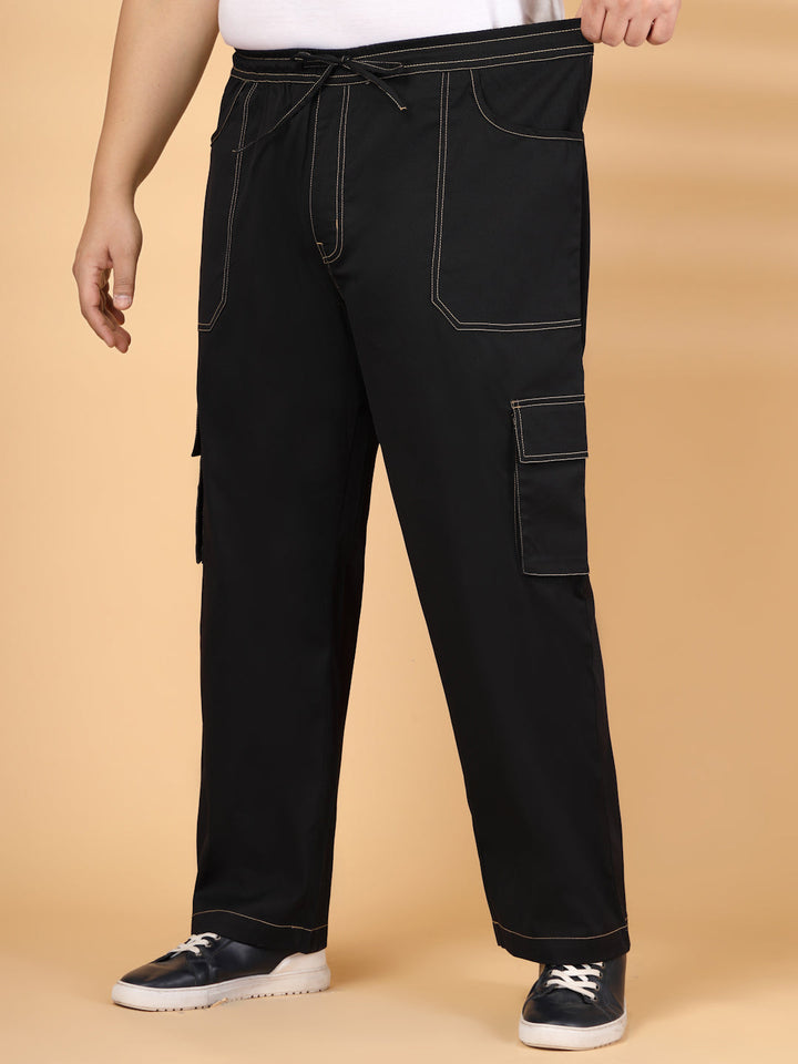 Plus Size Men's Black Baggy Oversized Cargo Pant