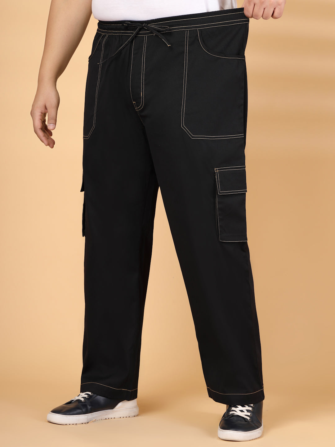 Plus Size Men's Black Baggy Oversized Cargo Pant