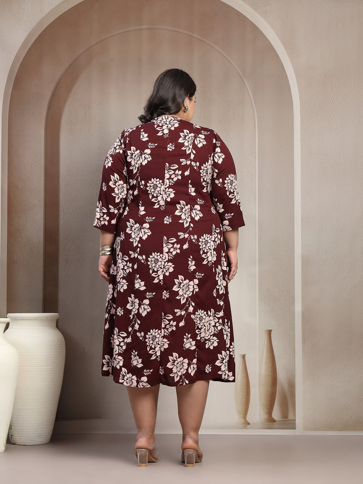Plus Size Printed Fit & Flare Dress