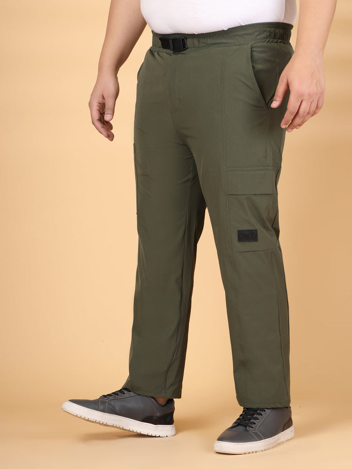 Plus Size Men Mid-Rise Regular Fit Cargos Trousers