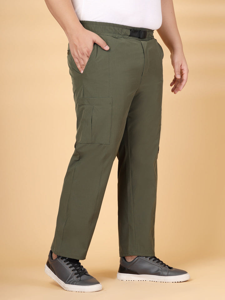 Plus Size Men Mid-Rise Regular Fit Cargos Trousers