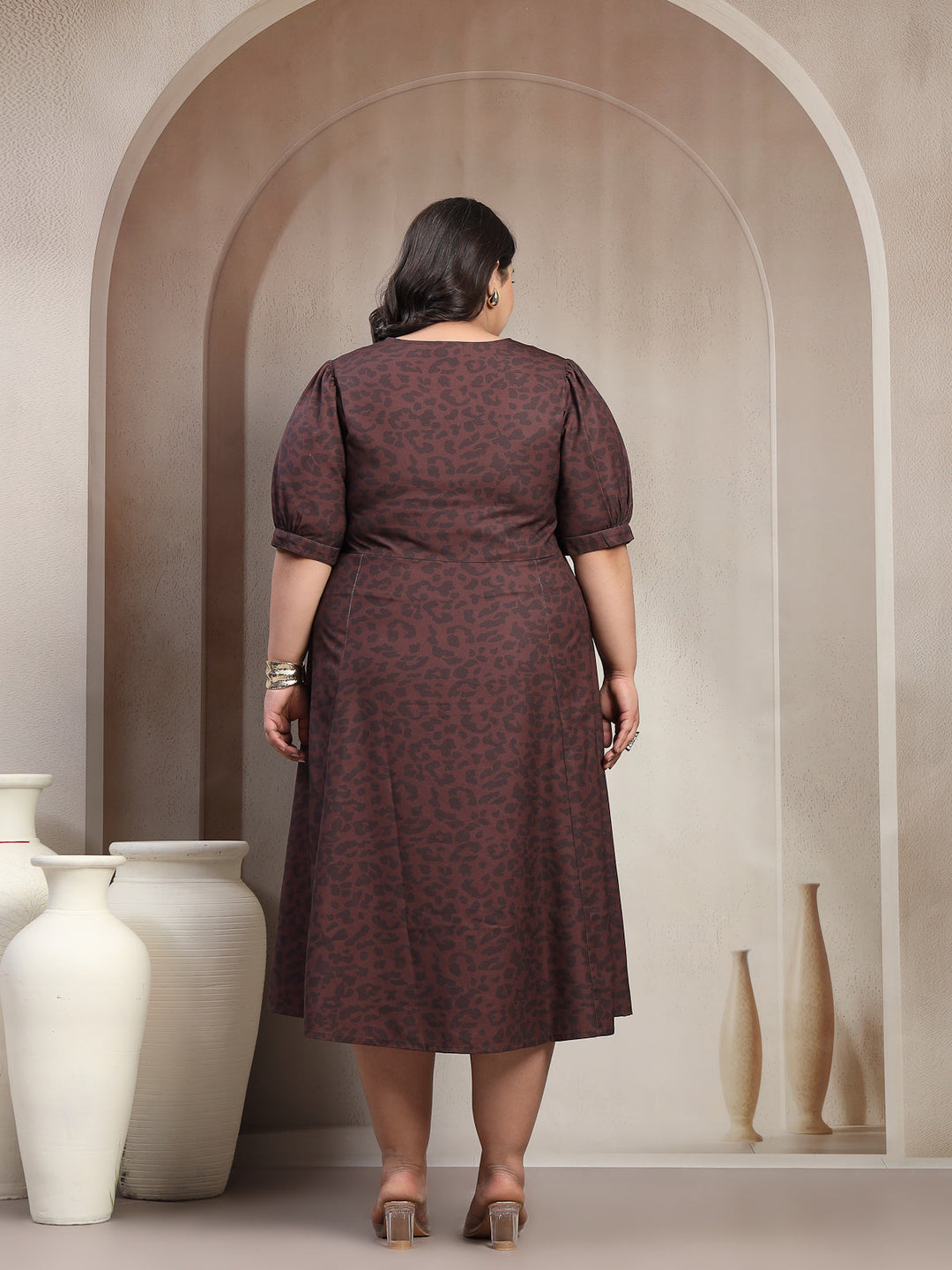 Plus Size Printed Fit & Flare Dress