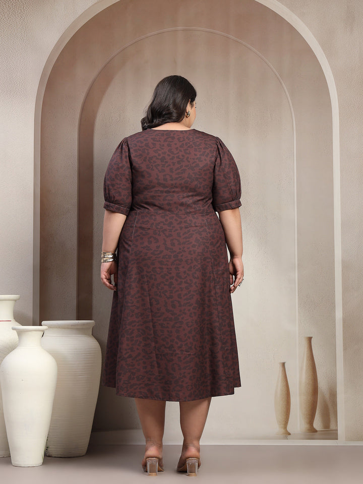 Plus Size Printed Fit & Flare Dress