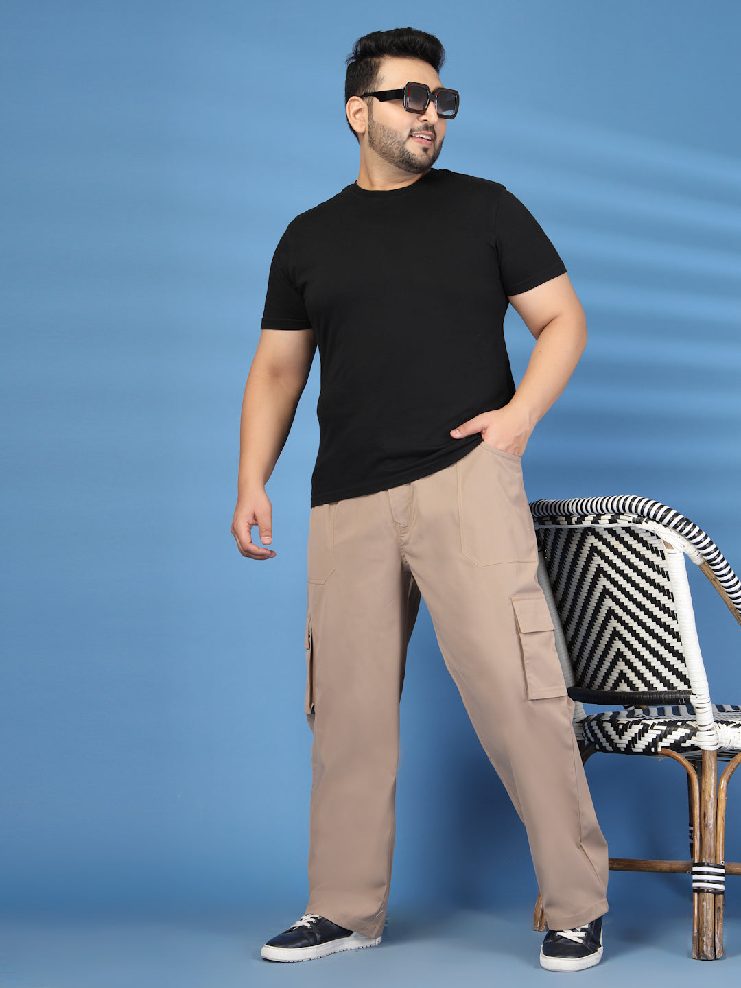 Plus Size Men Relaxed-Fit Cargos Trousers