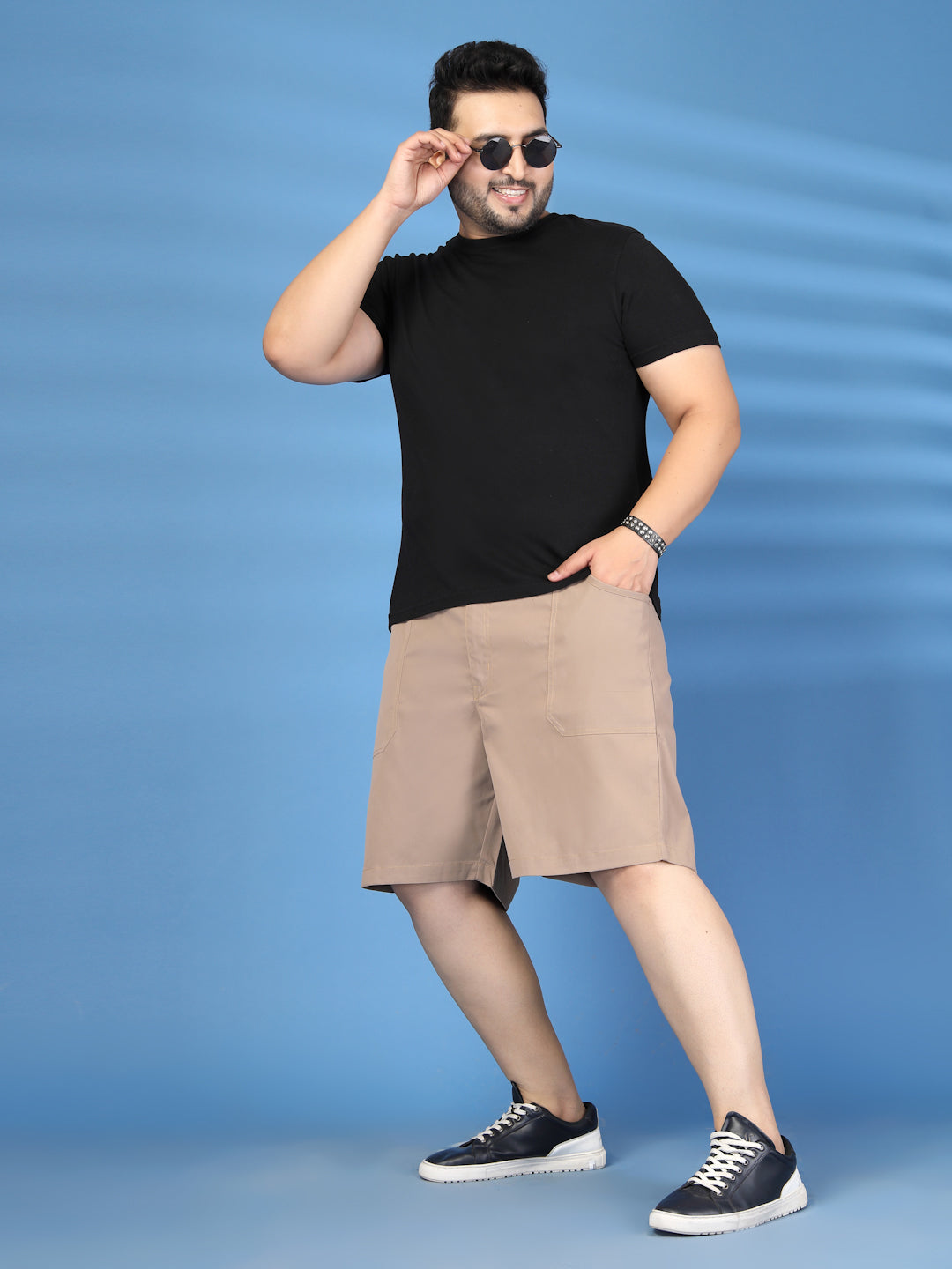 Plus Size Pure Cotton Relaxed-Fit Cargo Shorts