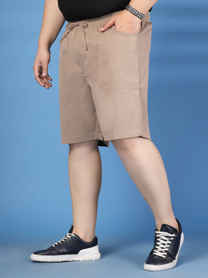 Plus Size Pure Cotton Relaxed-Fit Cargo Shorts