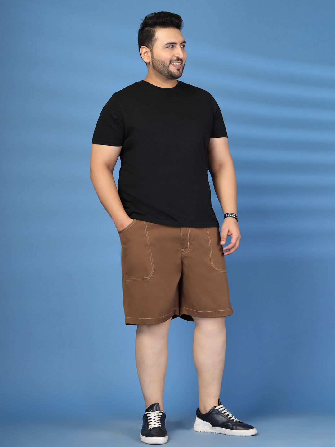 Plus Size Pure Cotton Relaxed-Fit Cargo Shorts